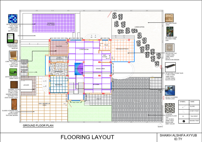 Ground Floor Plan Layout and Design | PDF | Tile | Architectural Elements