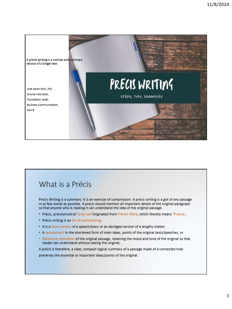 Guide to Effective Precis Writing | PDF | Emotions | Disgust