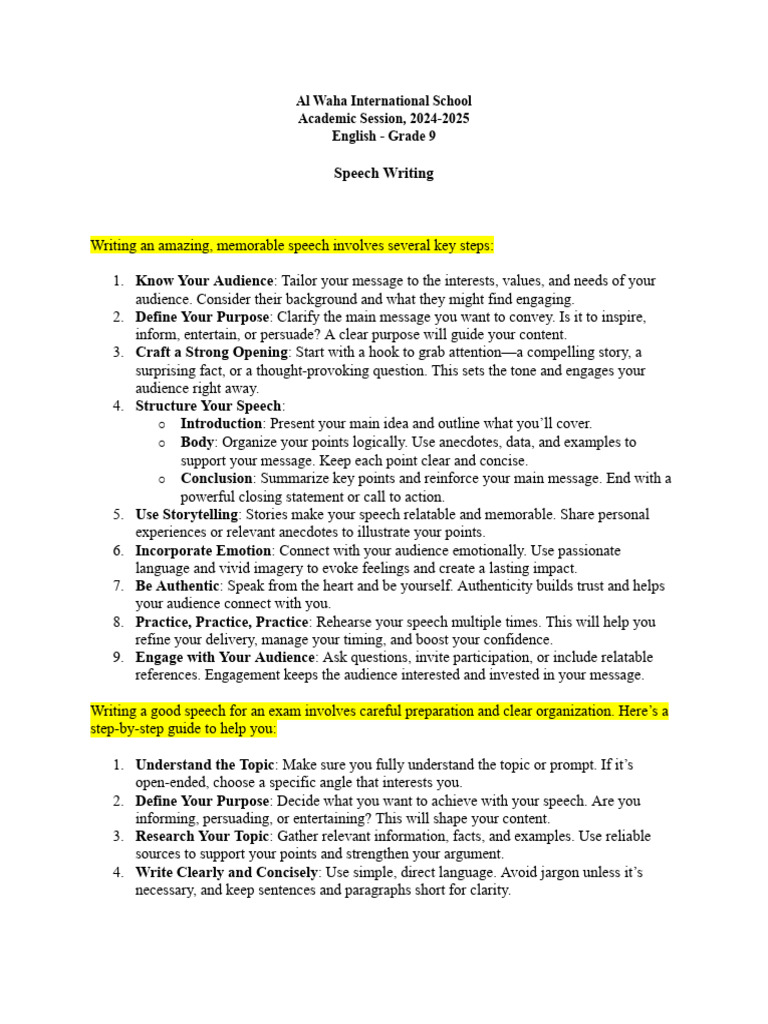 Speech Writing.docx | PDF | Communication | Human Communication
