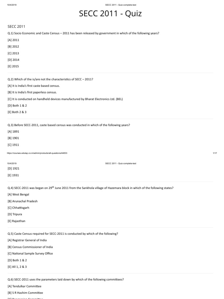 SECC 2011 - Quiz-Complete-Test Lyst1413 | PDF