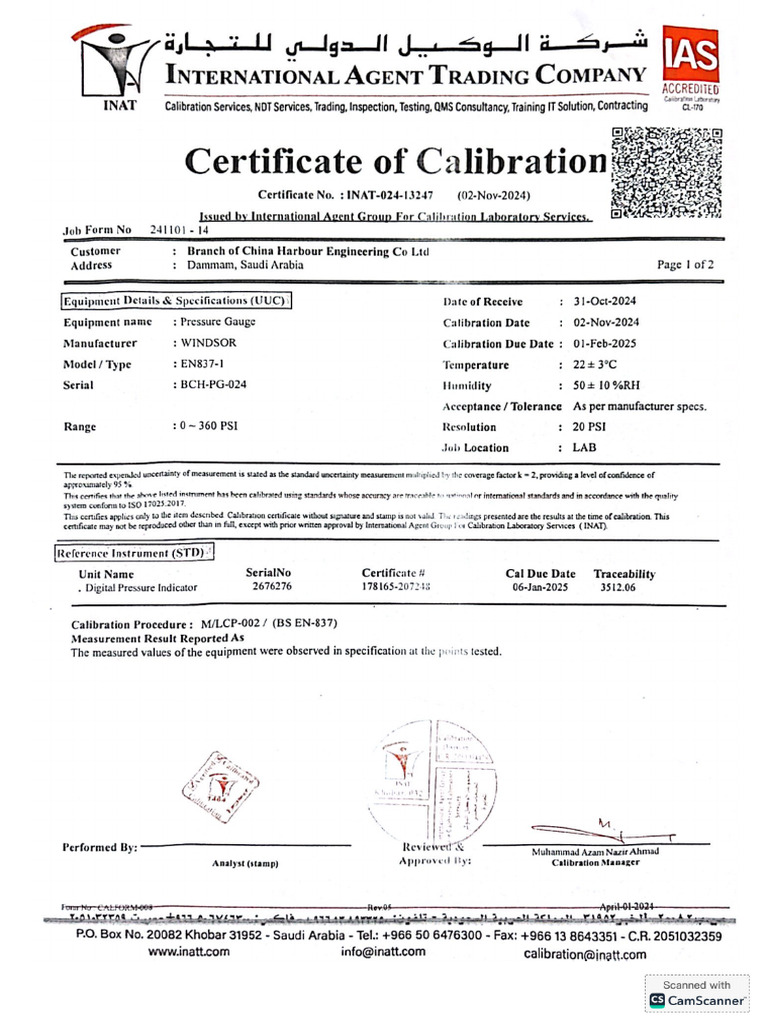 Calibration Certificate | PDF