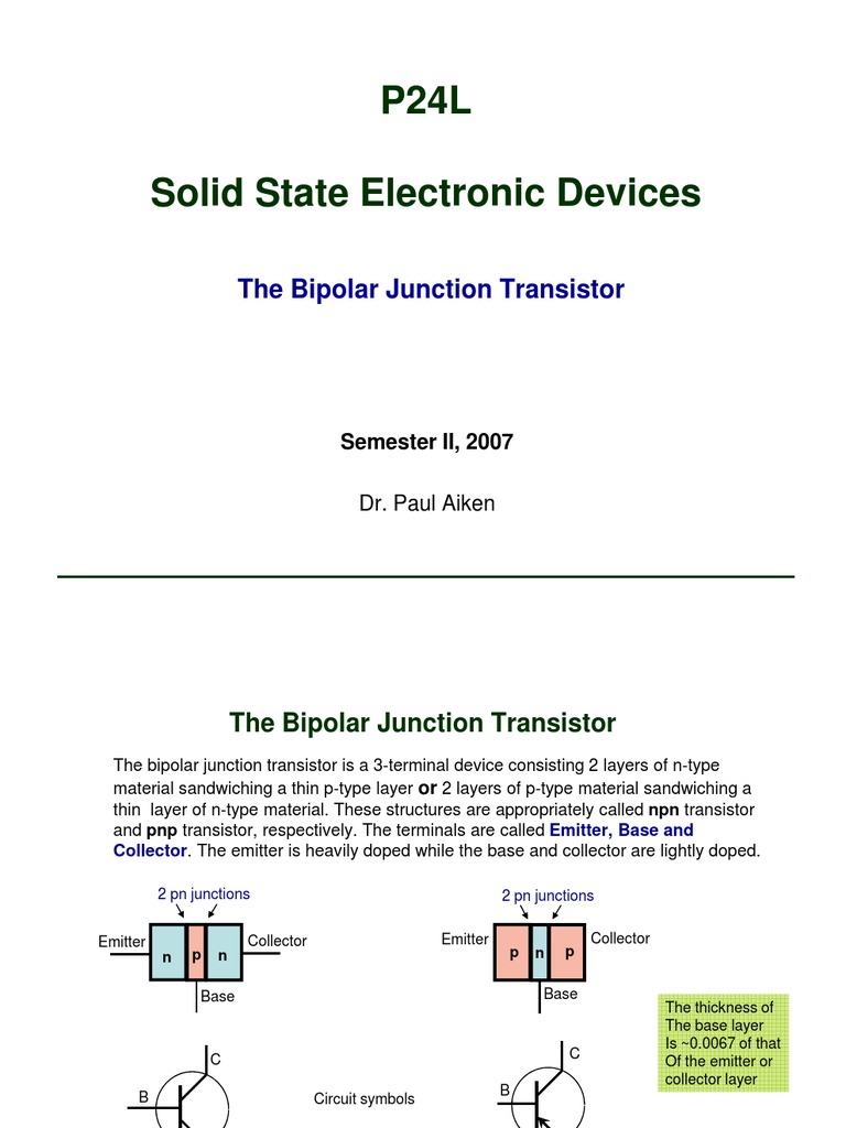 Bipolar Junction Transistor PDF Bipolar Junction Transistor PN