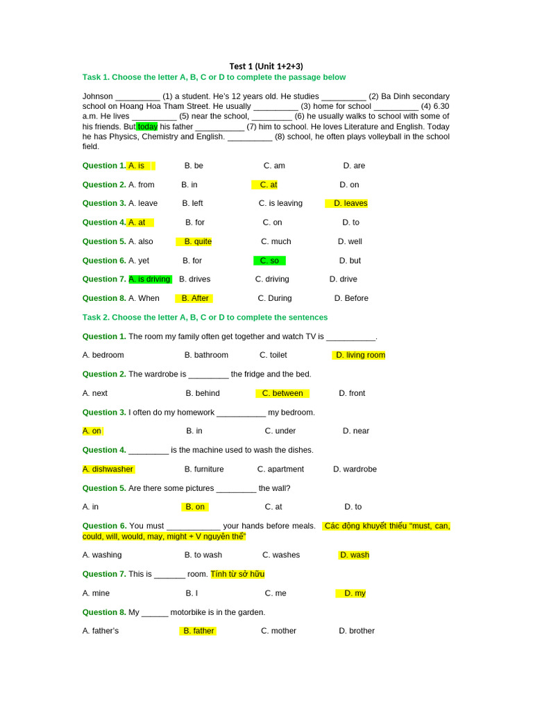 Test 1 Tháng 9 | PDF | Home