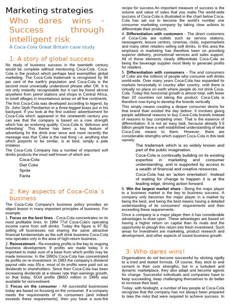 Coca-Cola's Winning Marketing Strategies | PDF | Coca Cola | Dividend