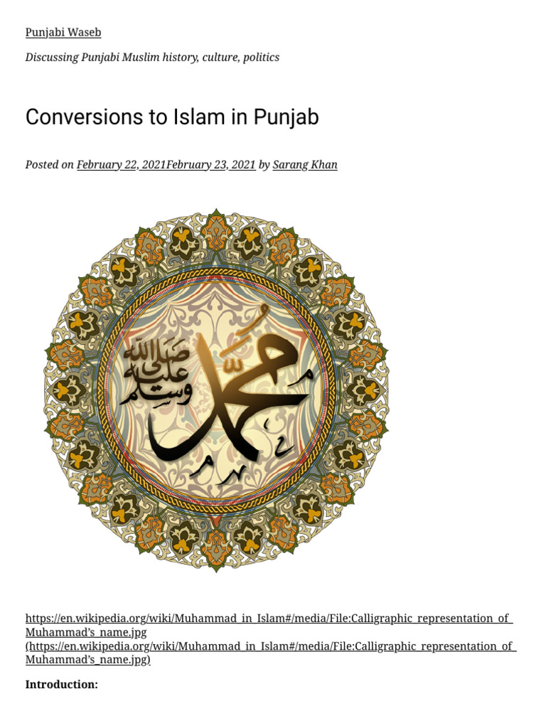 Punjabi Conversions to Islam Explained | PDF | Pashtuns | Punjab