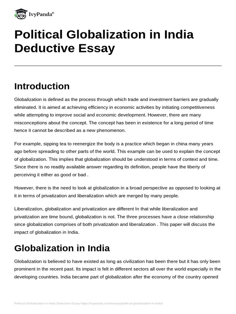 Impact of Political Globalization in India | PDF | Globalization | Poverty