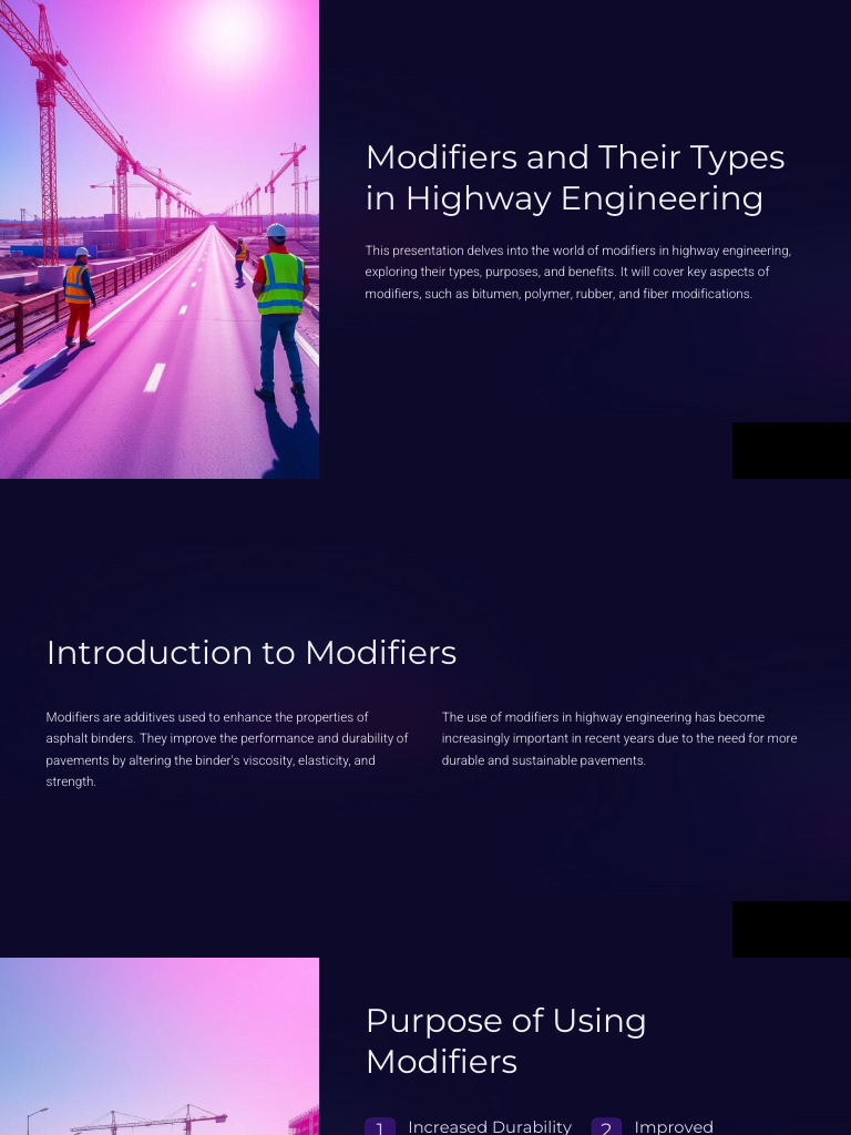 Modifiers and their types in highway engineering pdf road surface