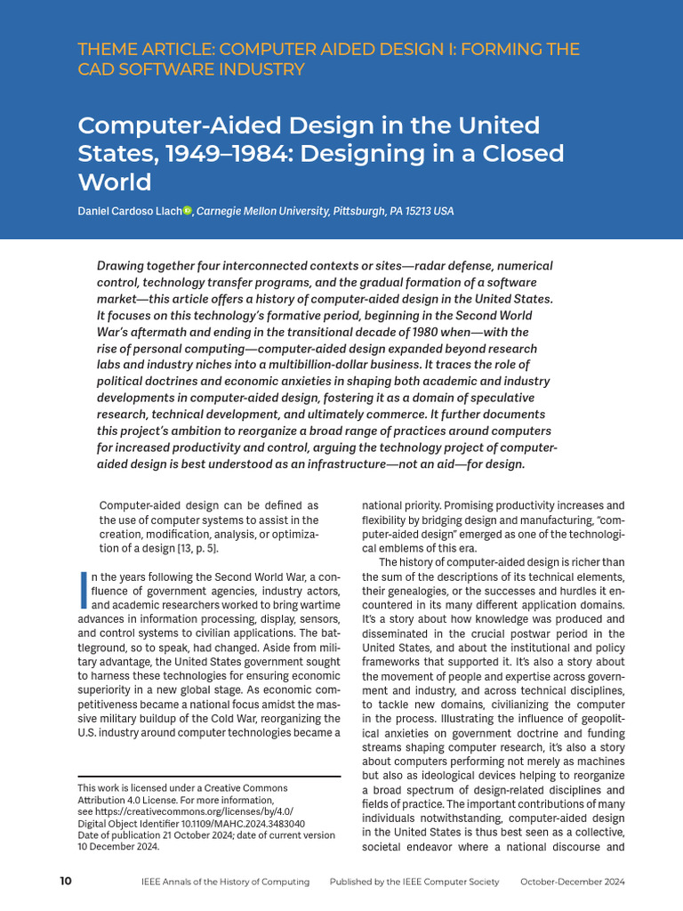 History of Computer-Aided Design (1949-1984) | PDF | Computer Aided ...