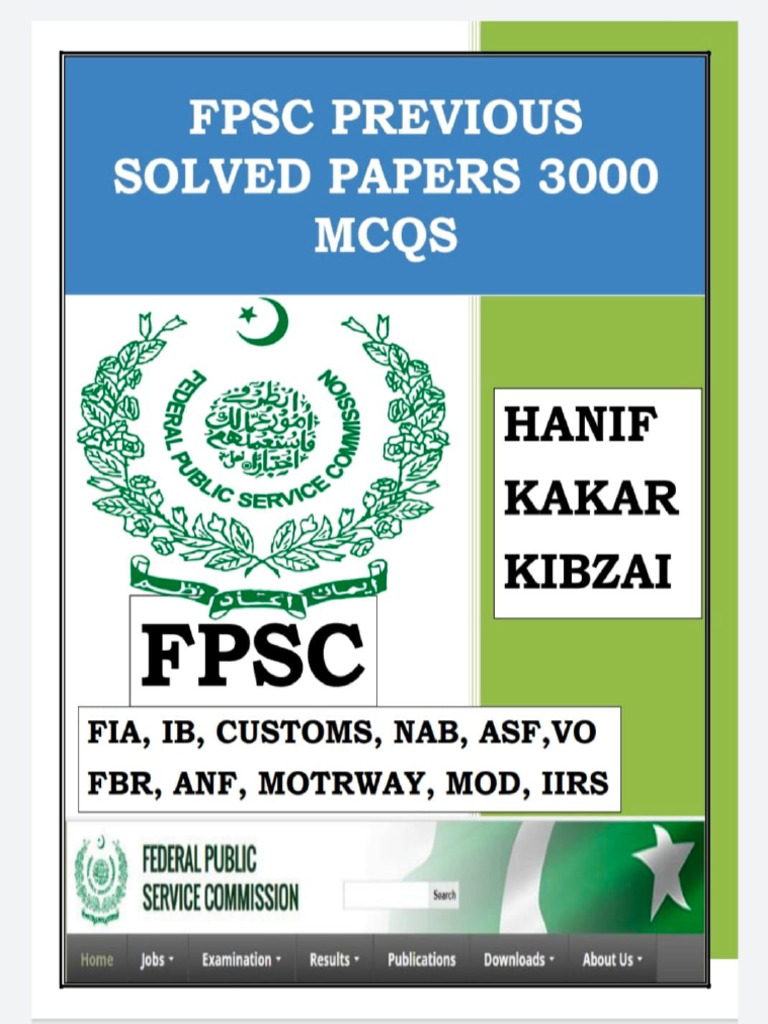 FPSC Previous Solved Papers 3000mcqs | PDF