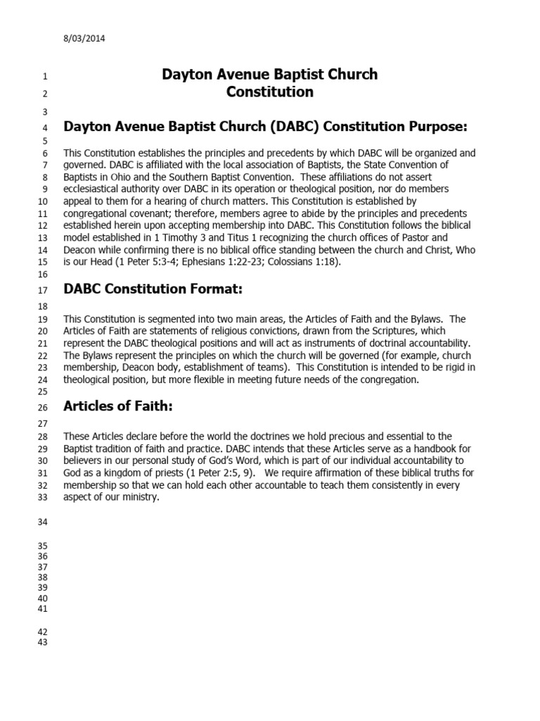 DABC Constitution Revised 2014 1 | PDF | Justification (Theology) | Jesus
