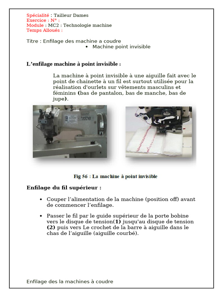 Enfilage des machines à coudre | PDF
