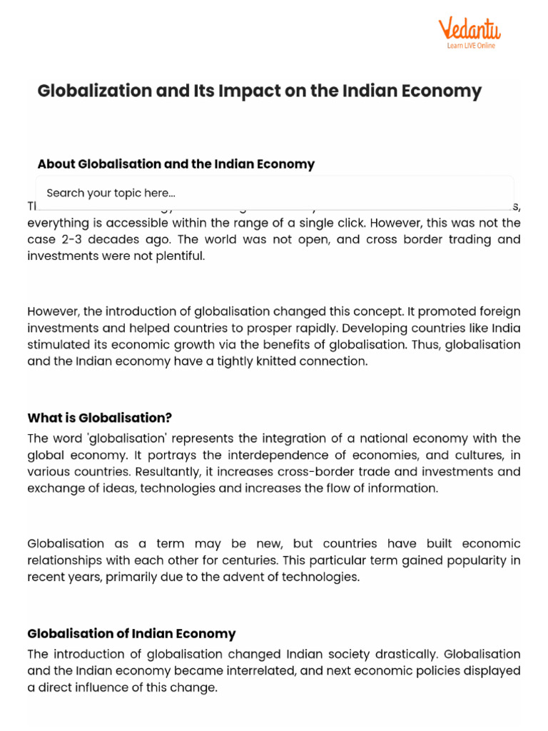 Globalization and Its Impact On The Indian Economy | PDF