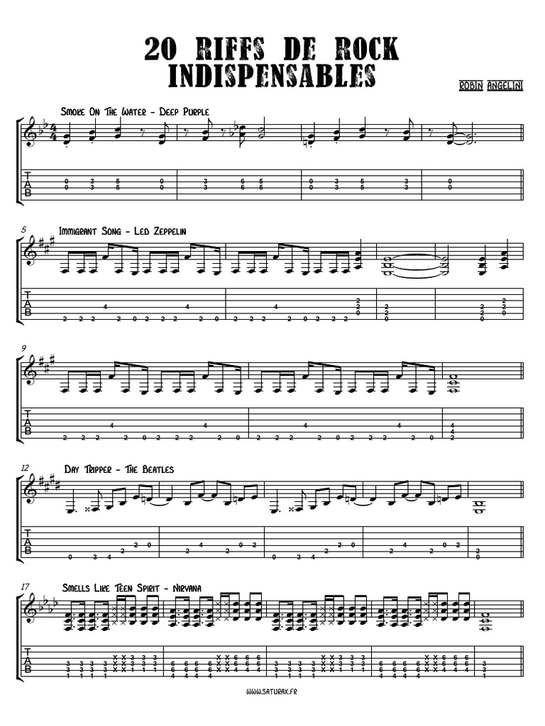 20 Riffs Rock Indispensables | PDF | Enregistrement de son | Musique rock