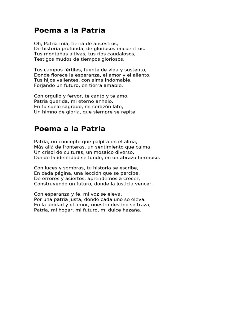 Poema a la Patria: Anhelo y Esperanza | PDF