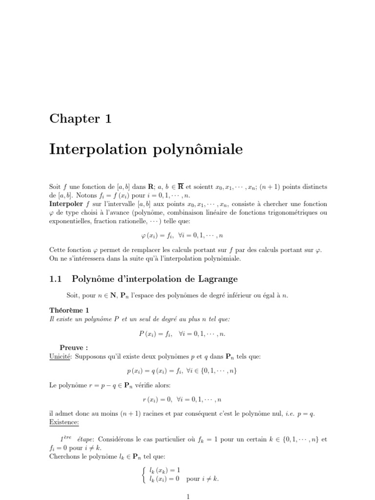 Interpolation polynomiale et Lagrange | PDF | Zéro d'une fonction ...