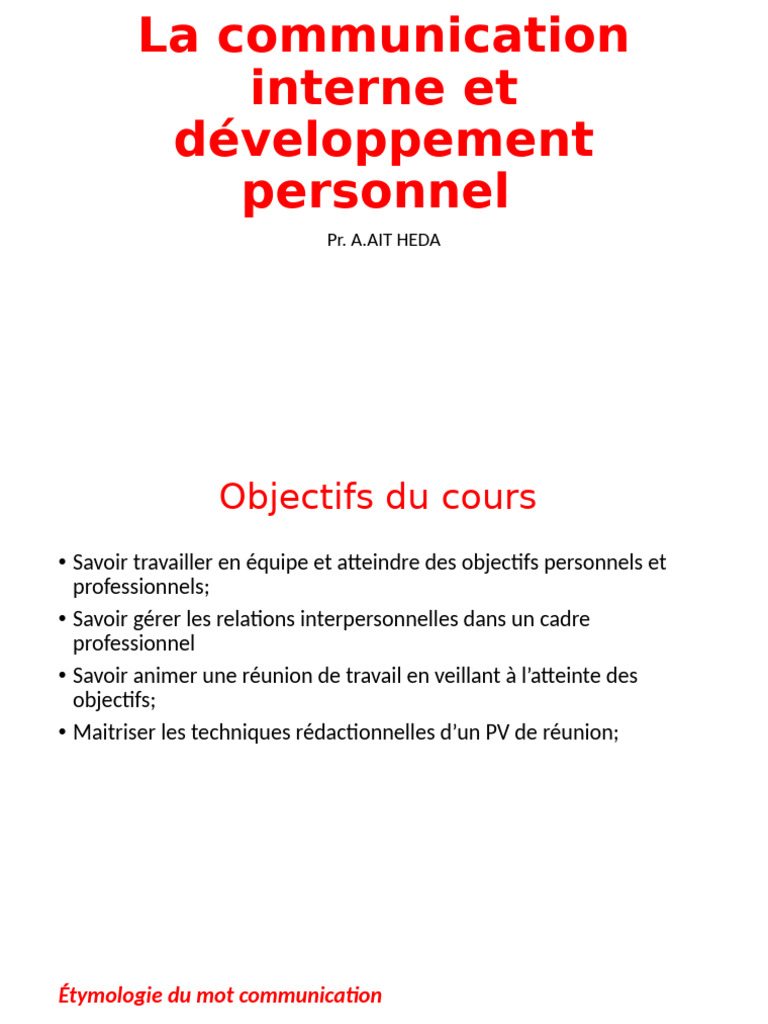 Étymologie et enjeux de la communication | PDF | la communication ...