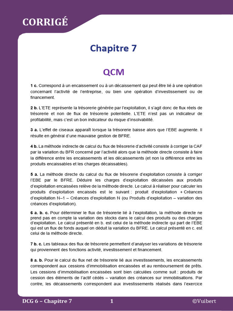 Variation du BFRE et flux de trésorerie | PDF