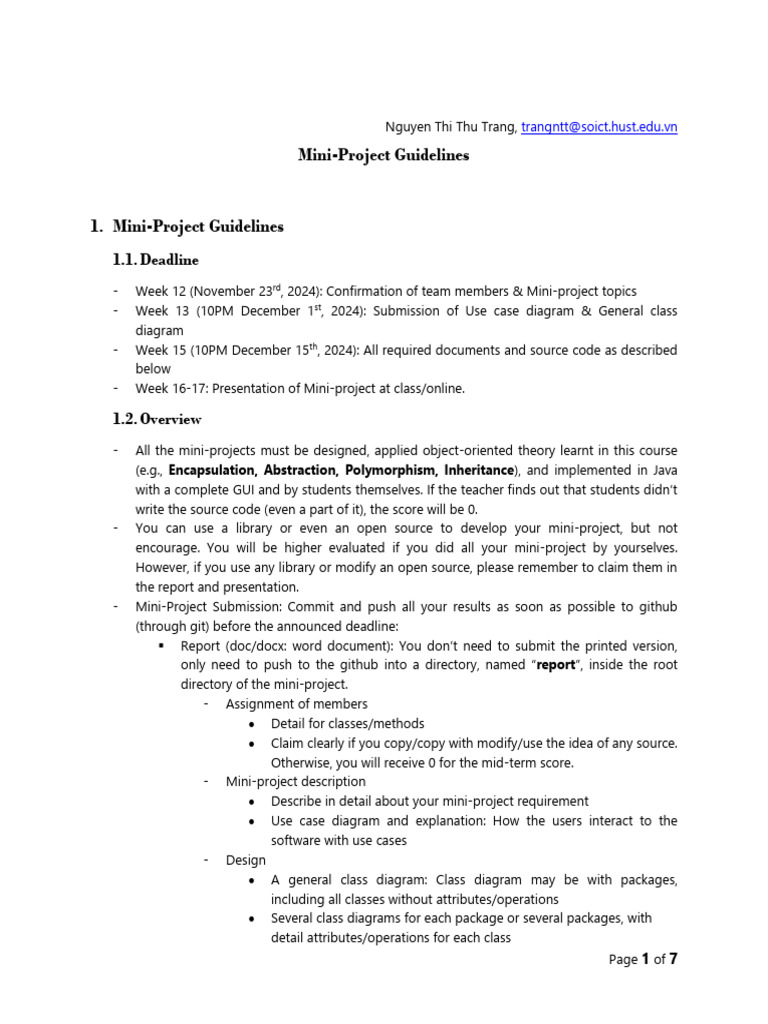 Mini Project Guidelines 20241 | PDF | Anonymous Function | Class ...