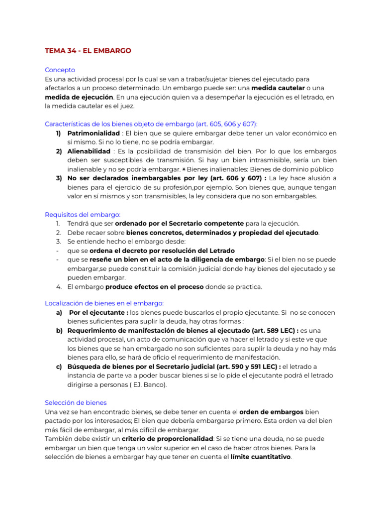 Embargo: Concepto y Procedimiento | PDF | Mandato | Justicia