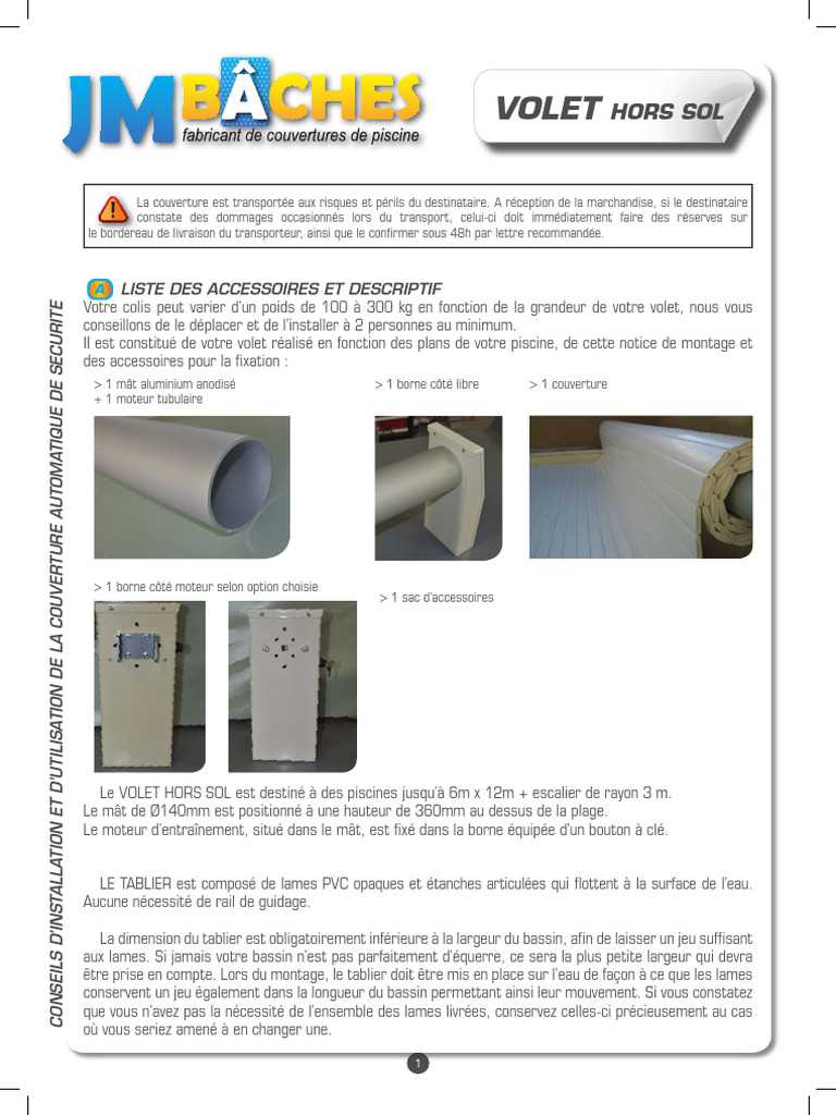 Installation Volet Roulant Piscine PDF Béton Fondation (construction) — free download