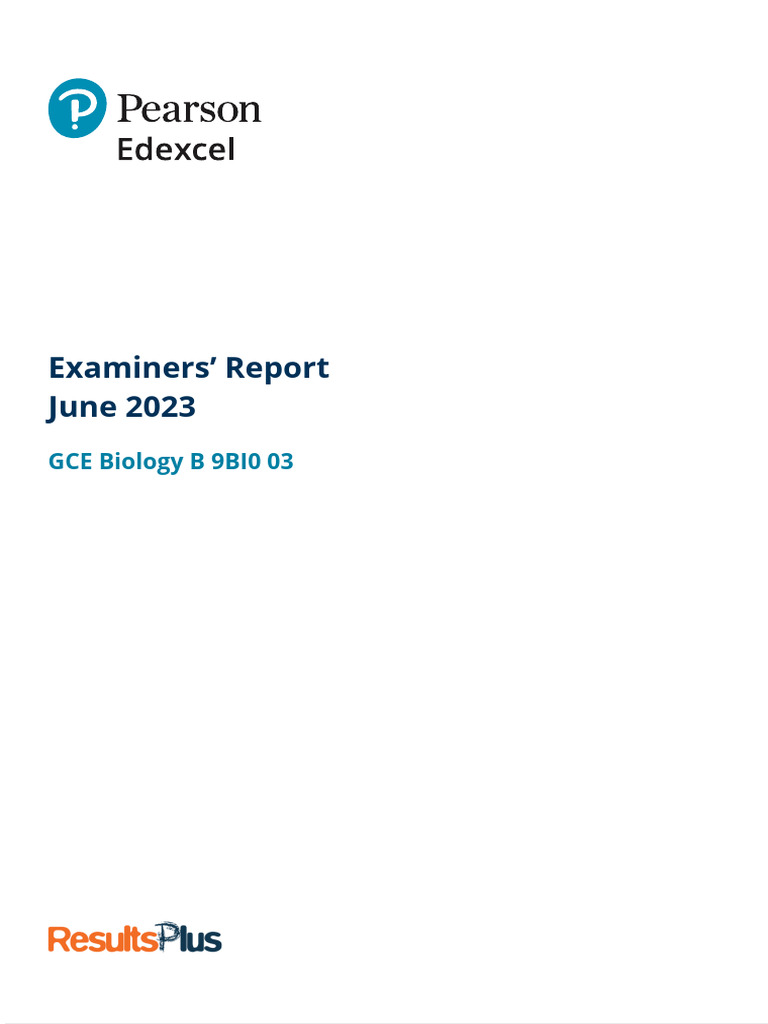 June 2023 A Level Edexcel Biology B Paper 3 Examiner's Report | PDF ...