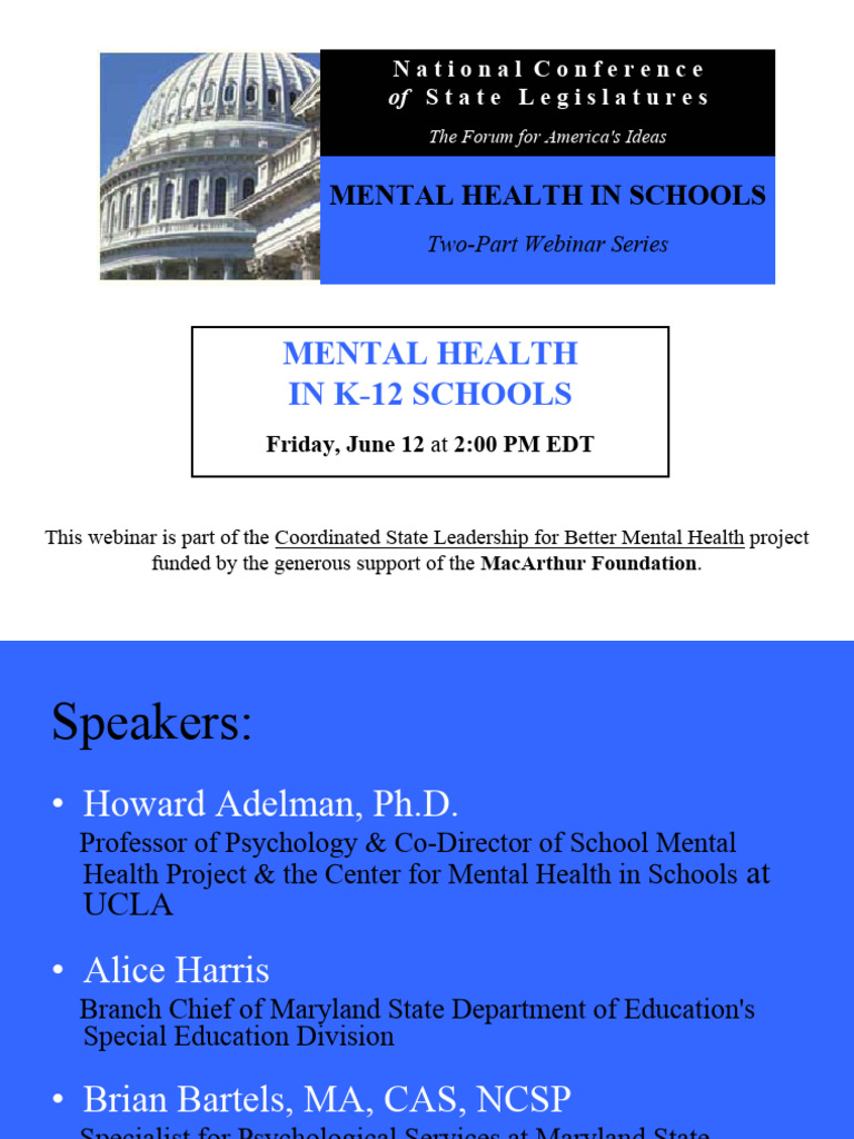 Mental Health in The Schools | PDF | Mental Health | Education Reform