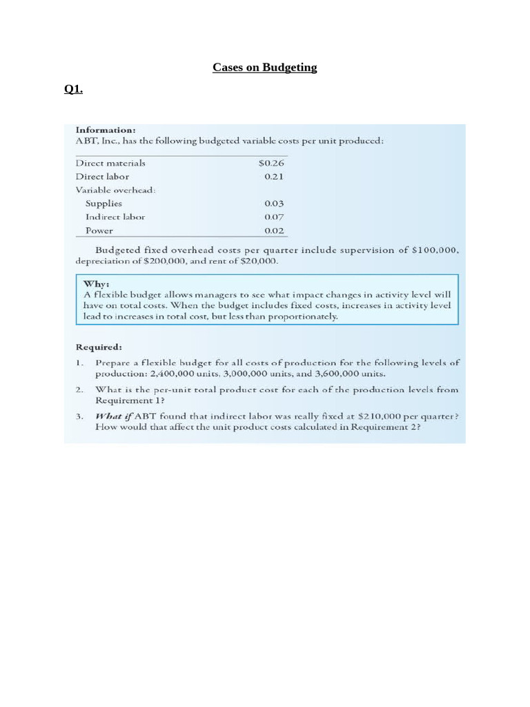 Case On Budgeting | PDF