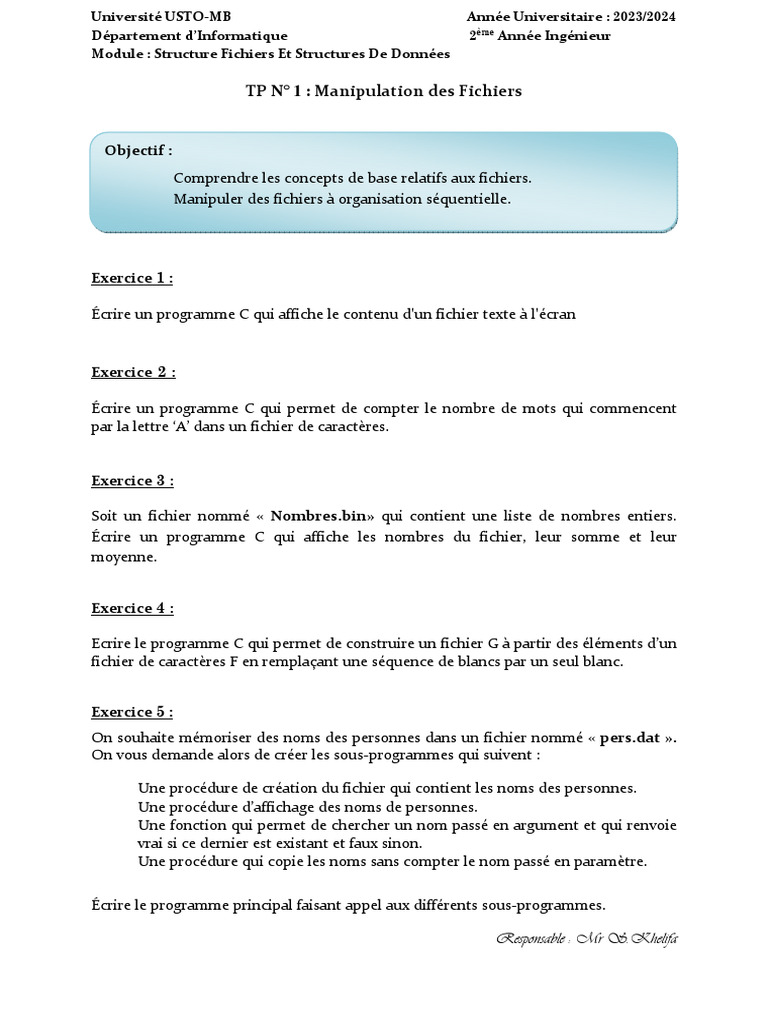 TP Fichiers et Structures de Données | PDF