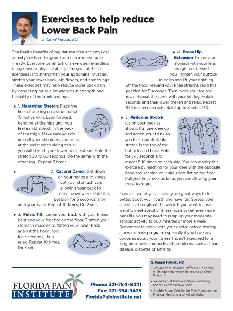 Exercises for Lower Back Pain Relief | PDF | Physical Fitness | Knee