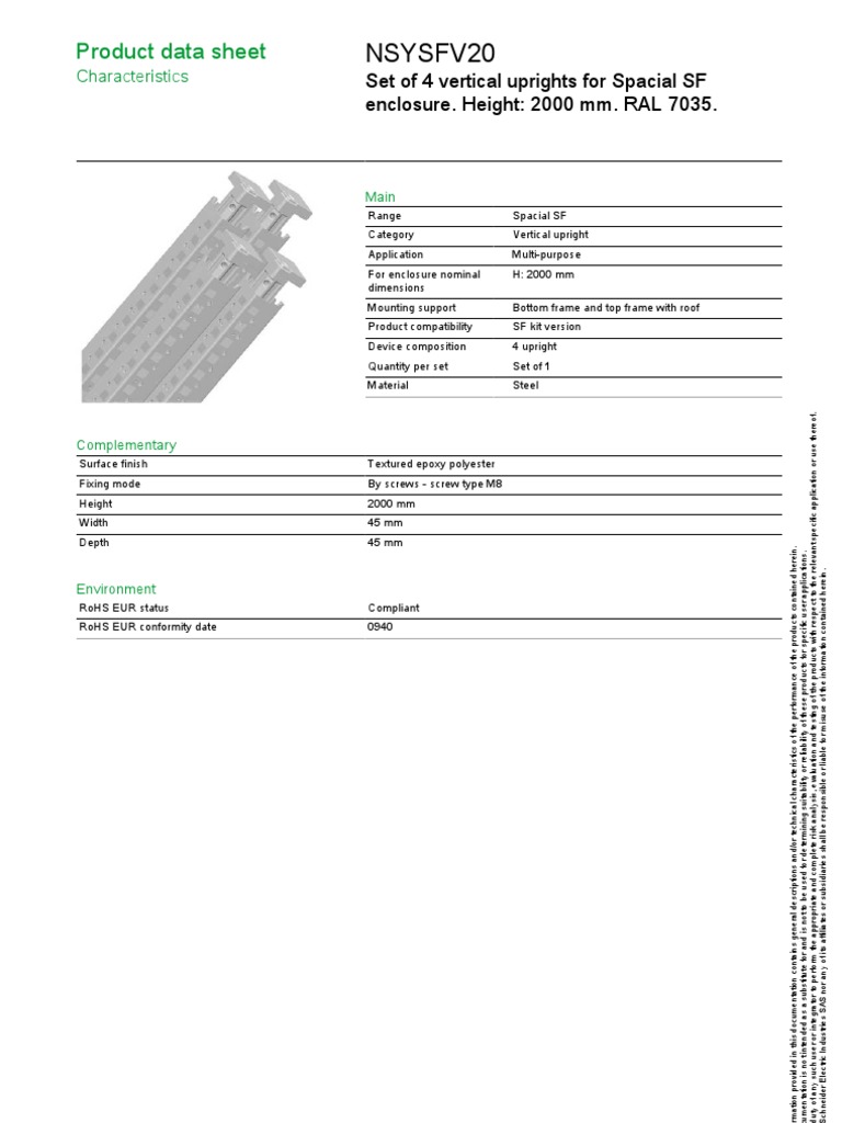 Spacial SF Vertical Uprights Data Sheet | PDF