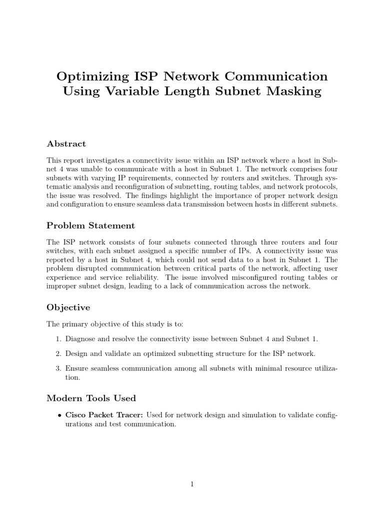 ISP Network Optimization with VLSM | PDF | Ip Address | Computer Network