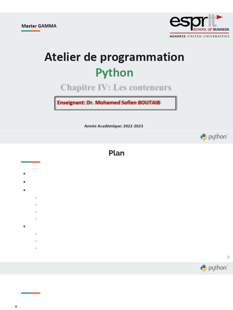 Introduction aux conteneurs en Python | PDF | Python (Langage de ...