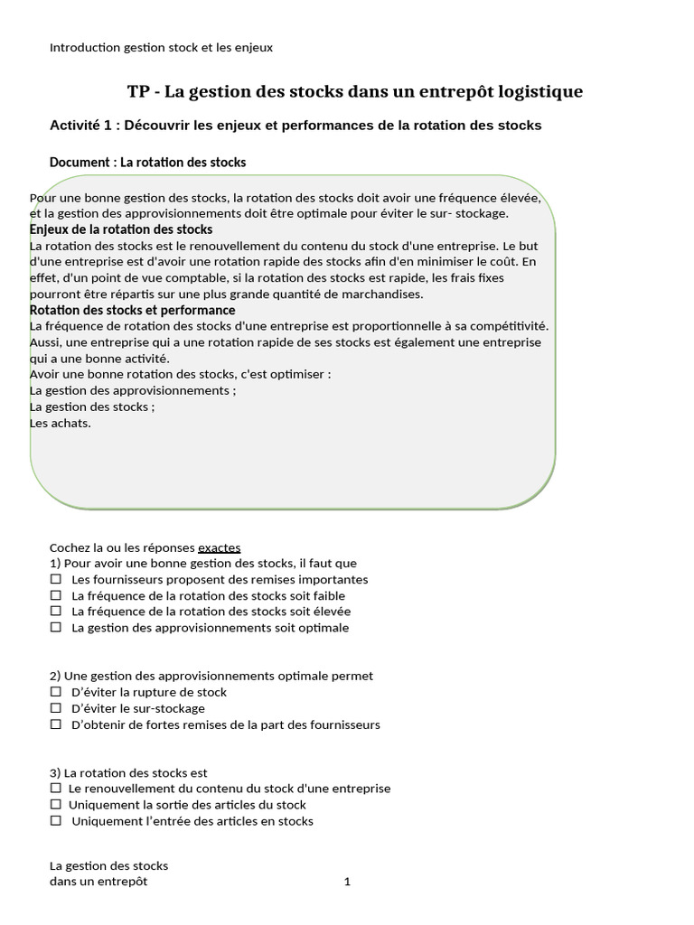 Gestion efficace des stocks en entrepôt | PDF | Inventaire | Logistique