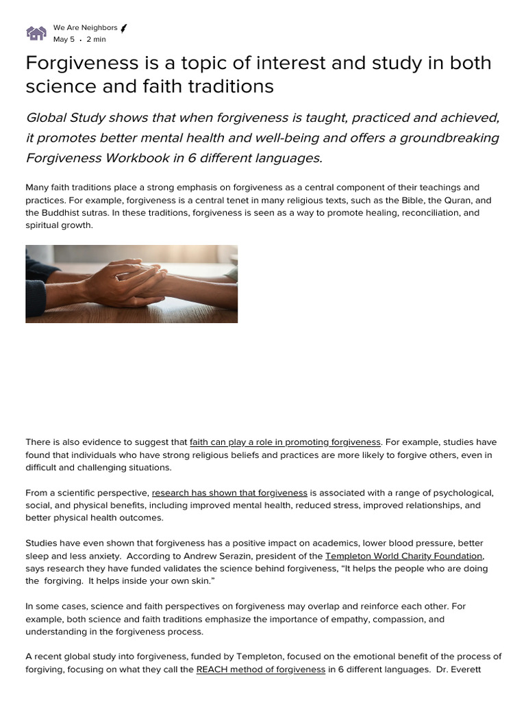 Benefits of Forgiveness Explained | PDF | Forgiveness | Faith