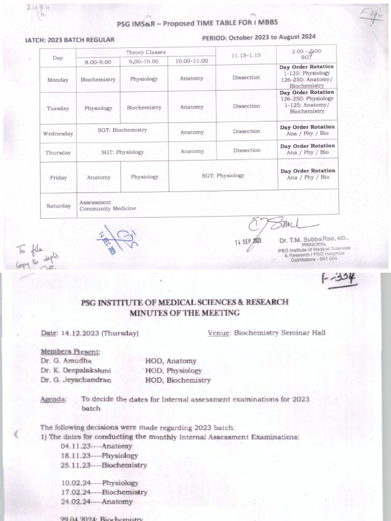 2023 Internal Assessment Schedule | PDF | Medicine | Morphology (Biology)