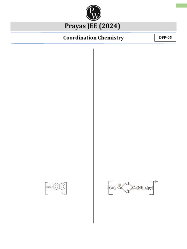 Prayas: Coordination Chemistry | PDF | Coordination Complex | Isomer