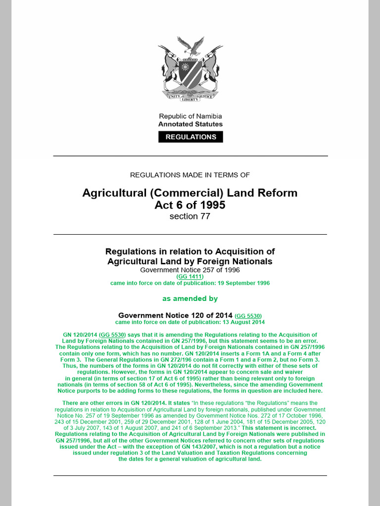 agricultural-commercial-land-reform-act-6-of-1995-regulations-1996