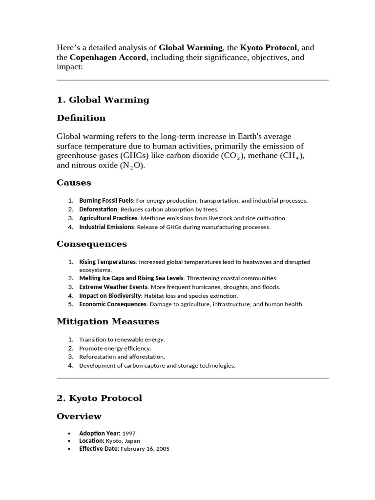Global Warming: Kyoto vs. Copenhagen Analysis | PDF | Kyoto Protocol ...