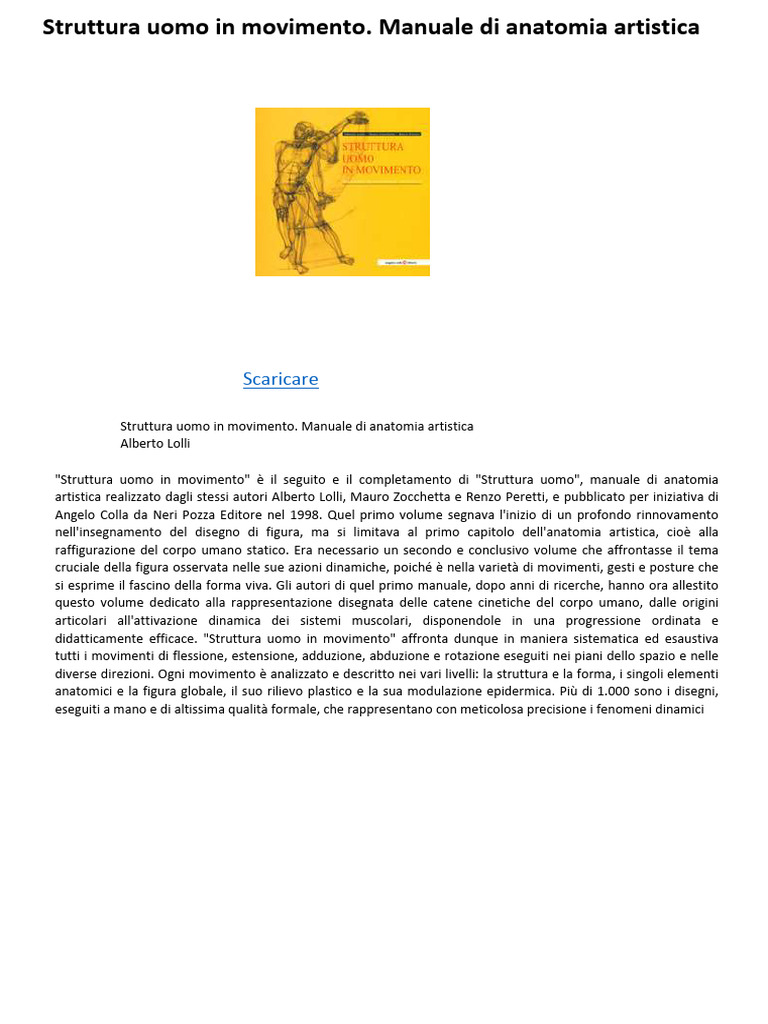 Struttura Uomo in Movimento. Manuale Di Anatomia Artistica | PDF