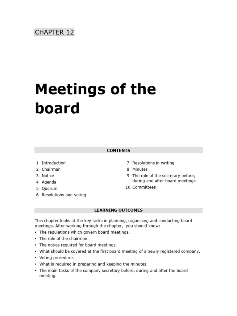 Corp Sec Meeting of The Board | PDF | Committee | Quorum