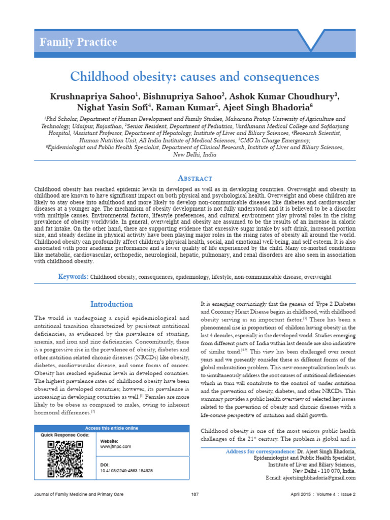 Childhood Obesity Causes and Consequences.8 | PDF | Obesity | Body Mass ...