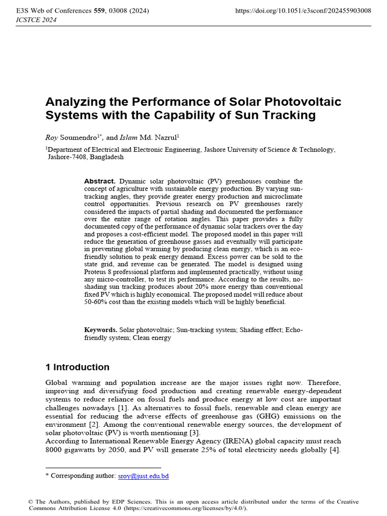 Solar PV Systems with Sun Tracking Analysis | PDF | Photovoltaics ...