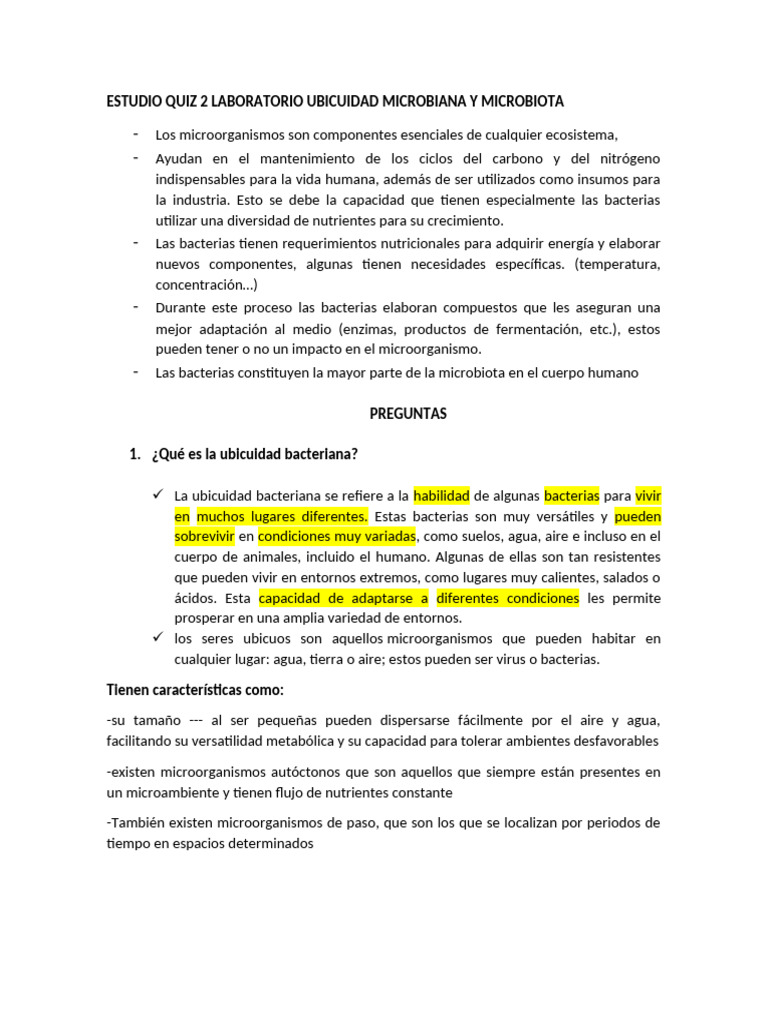 Ubicuidad Bacteriana y Microbiota | PDF | Las bacterias | Descomposición