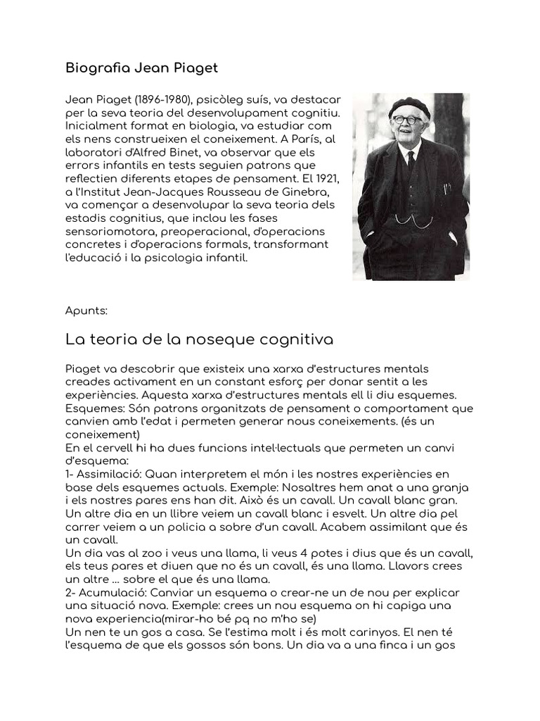 Biografia Jean Piaget | PDF