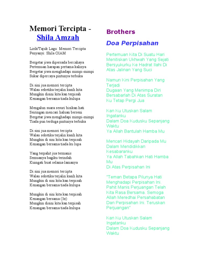 Lirik Lagu Perpisahan Kenangan Terindah - Lirik Lagu Tinggal Kenangan