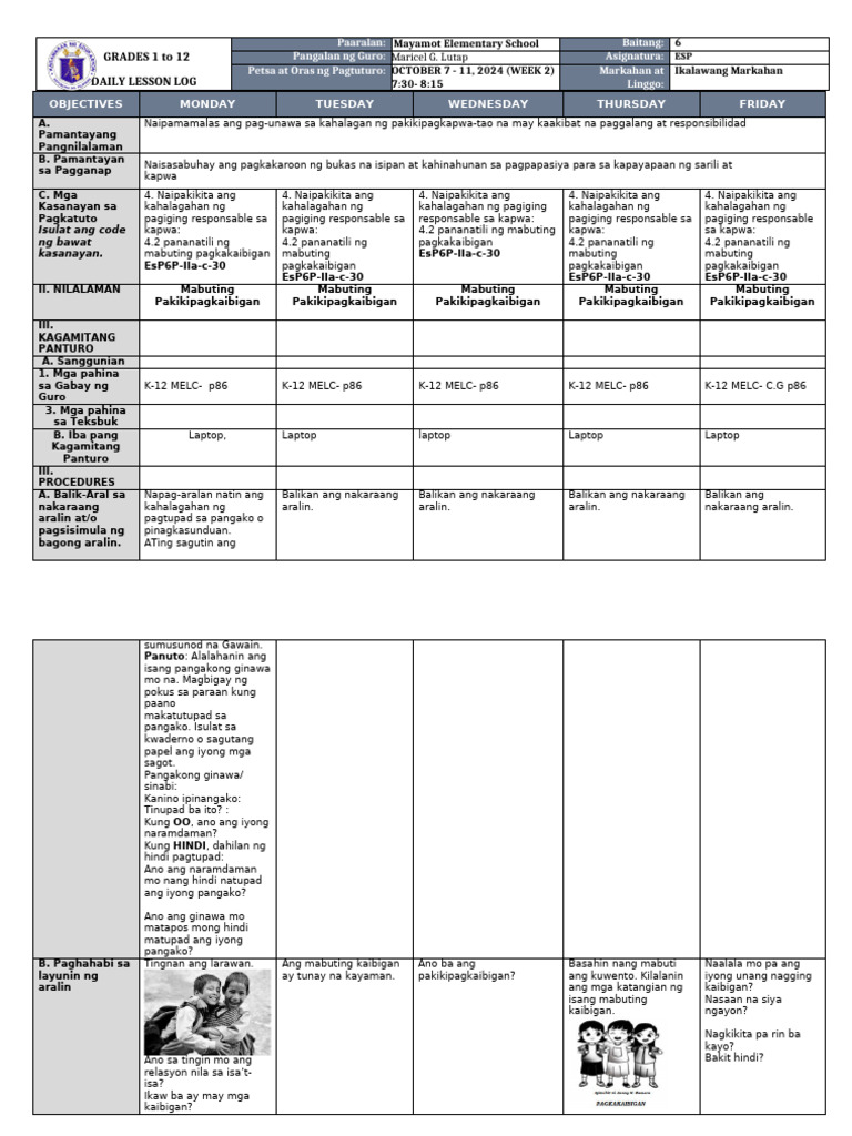 DLL - Esp 6 - Q2 - W2 | PDF