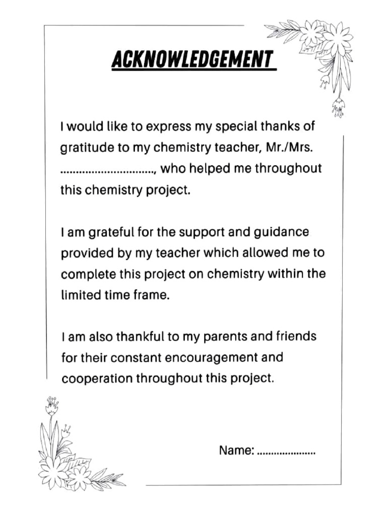 Acknowledgements for Science Projects | PDF