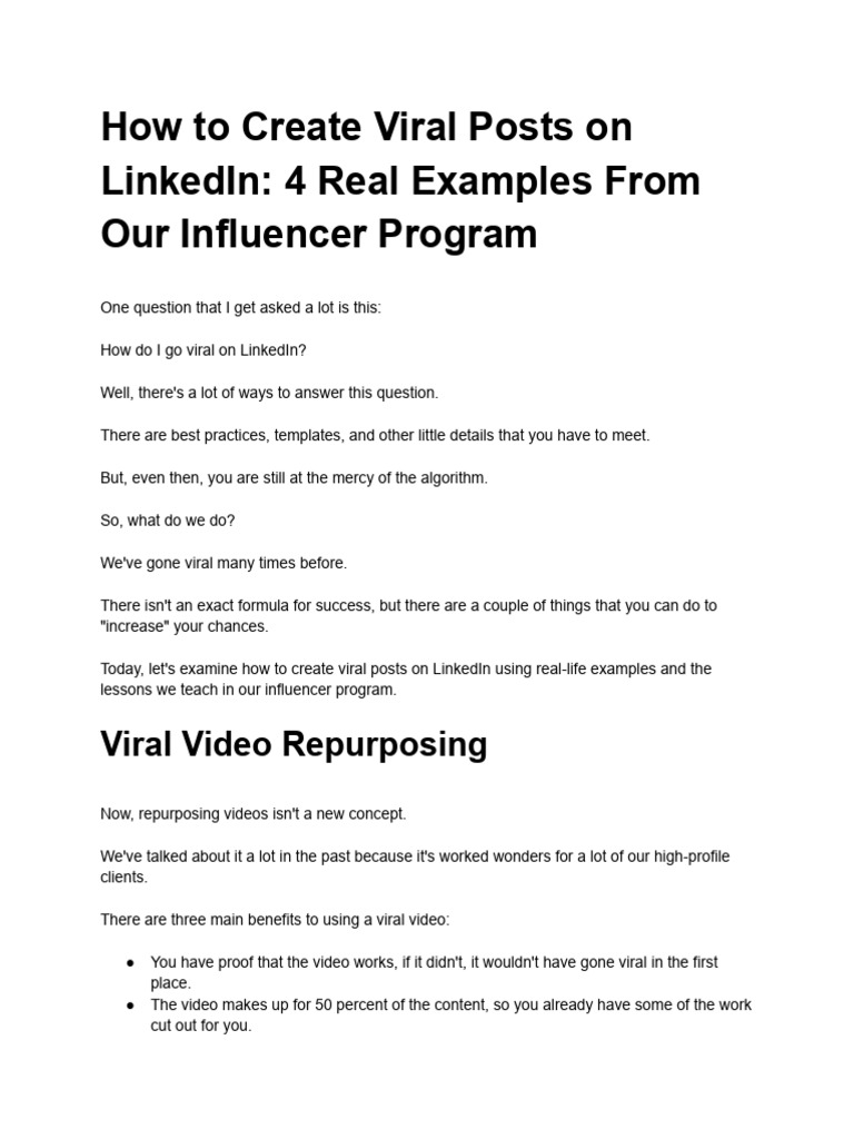 Creating Viral LinkedIn Posts: Examples | PDF