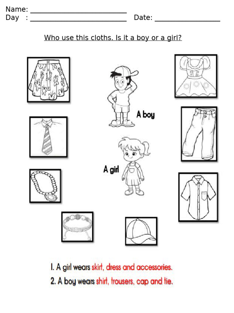Clothes Worksheet 1 | PDF