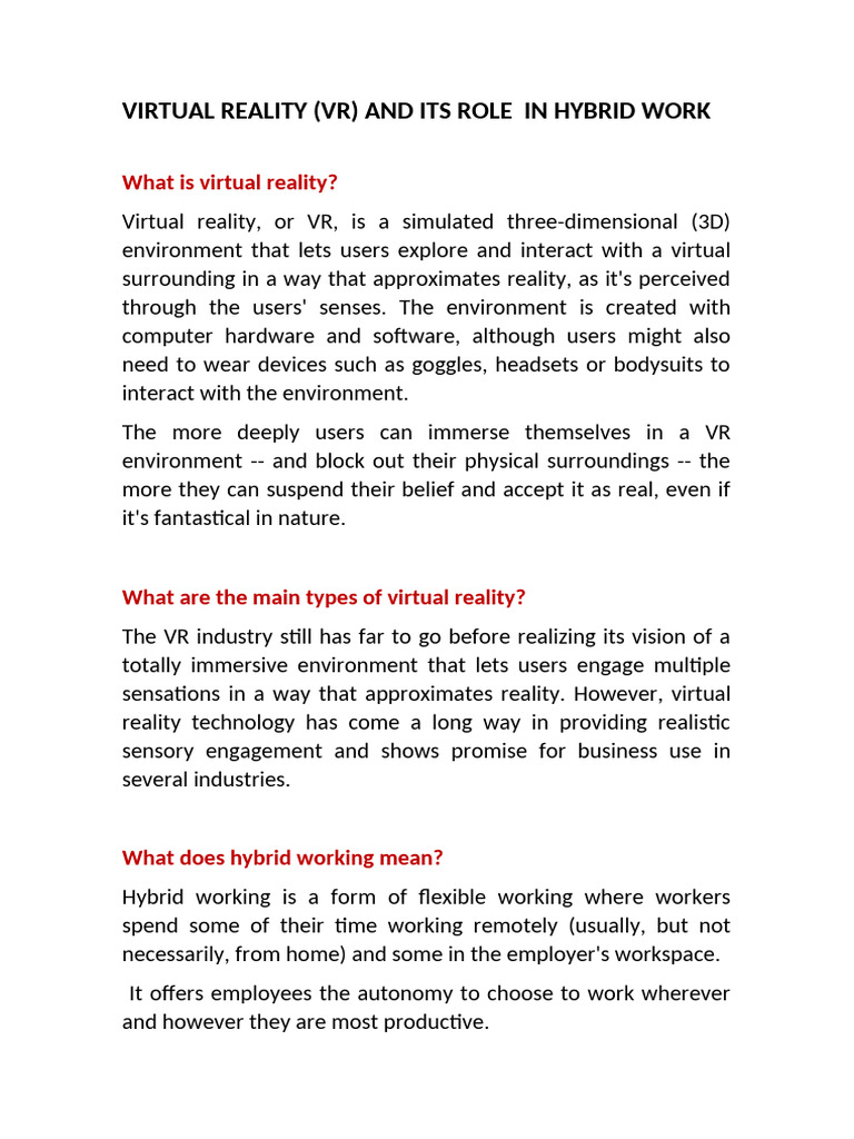 What Is Virtual Reality | PDF | Virtual Reality | Computing